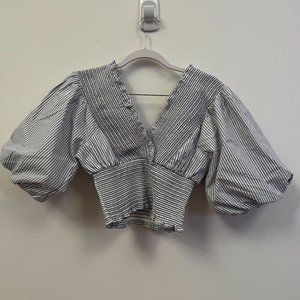 Abercrombie Smocked Poplin Puff Sleeve Top